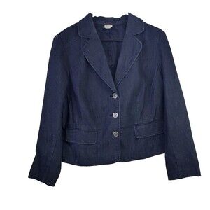 Venezia Womens 16 Black Denim Jacket Button-Up Collared Classic Retro Vintage